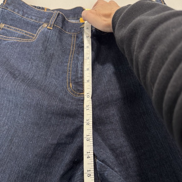 Ruby Rd. Side Elastic Straight Leg Women's size 12 Dark Wash Blue Denim Jeans - Picture 8 of 10
